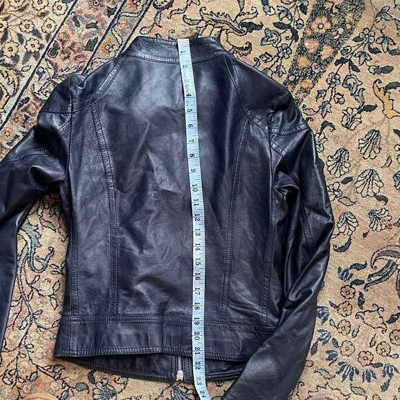 Vera Pelle Women’s Navy blue Leather Moto Jacket with Zip Pockets, size 36/38/42 - Picture 8 of 9
